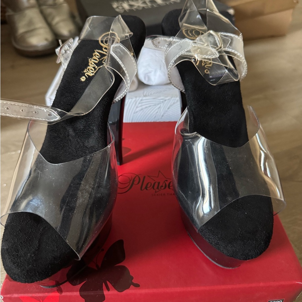 Pleaser Black and Transparent Women's Heels